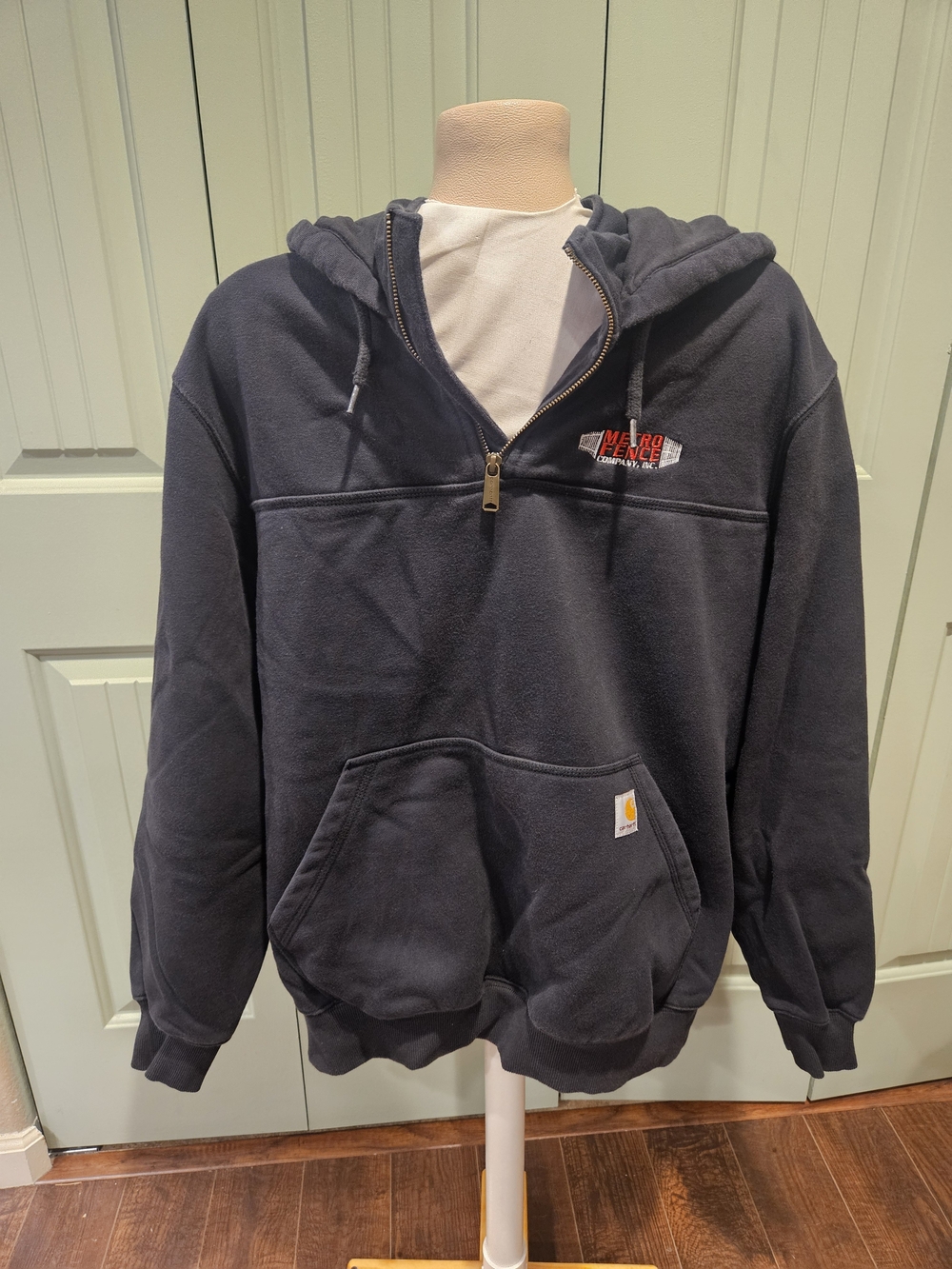 Carhartt Men's Navy Hoodie Half-Zip Work Sweatshirt